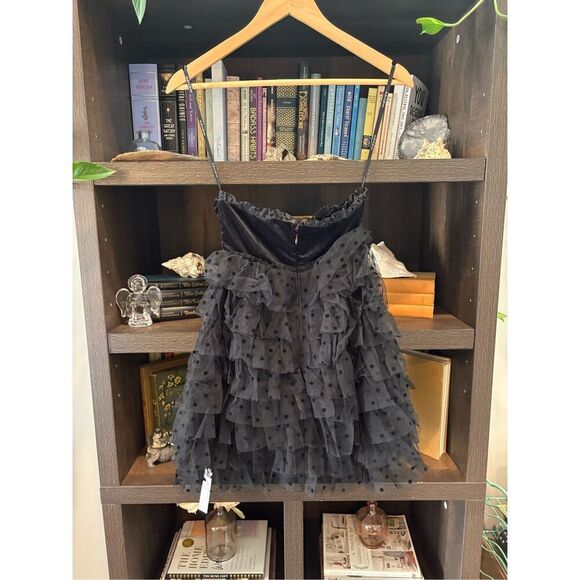 NWT For Love & Lemons Jourdan Black Lace Mini Dress With Gloves Size XS - Picture 5 of 10